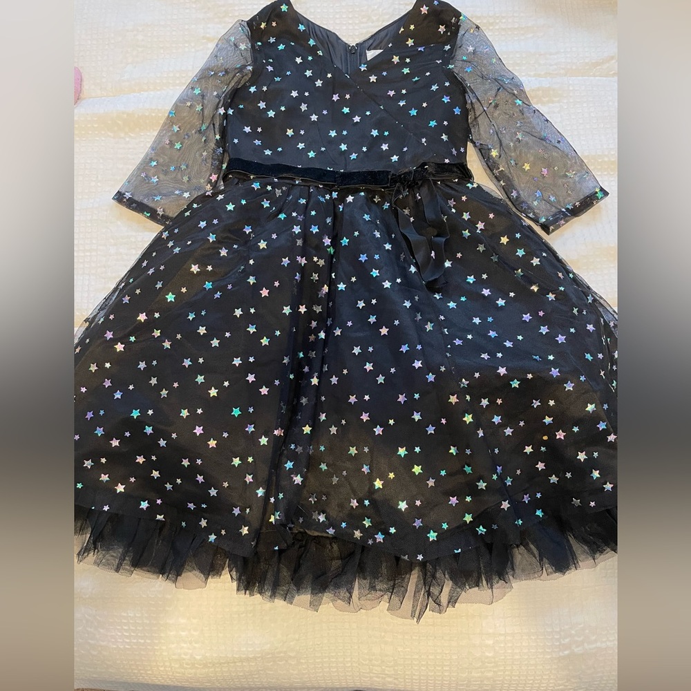 Illusion sleeve dress with tulle and stars